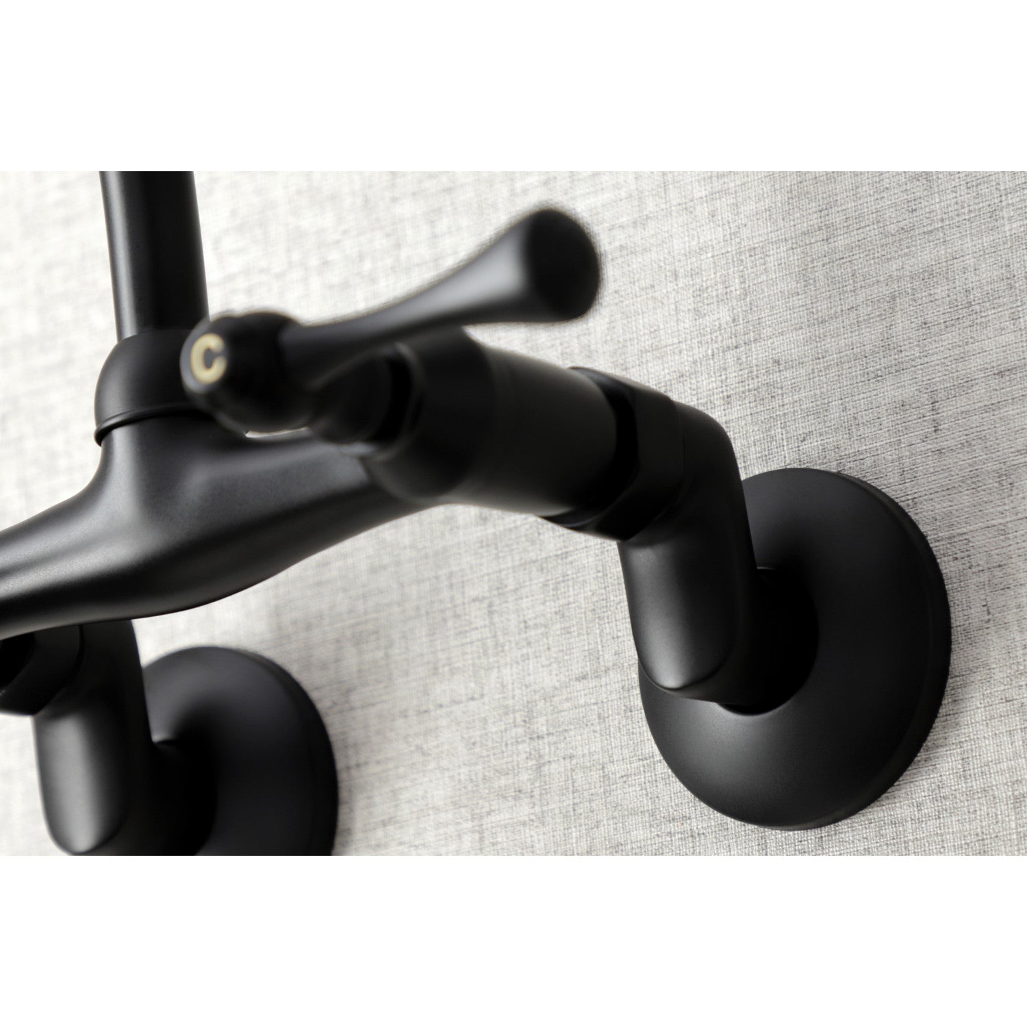 Kingston Tulare KS314MB - Kingston Two-Handle 2-Hole Wall Mount Bridge Kitchen Faucet, Matte Black — thumbnail 2